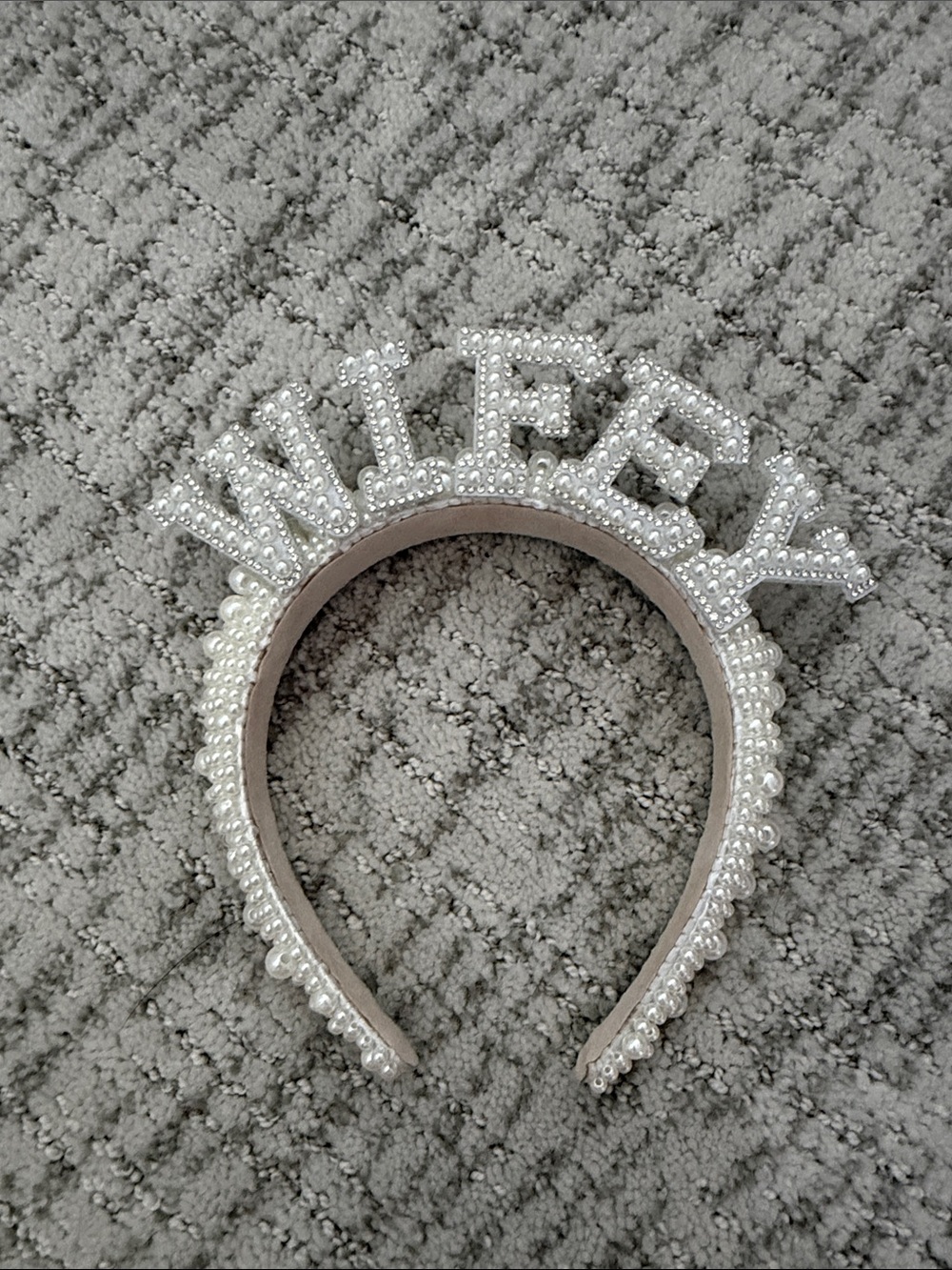 Pearl 'Wifey' Headband - White Statement Hair Accessory